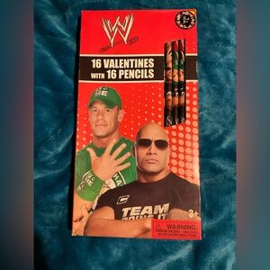 WWE 16 Valentines with 16 Pencils 2012 collectible JOHN CENA AND THE ROCK